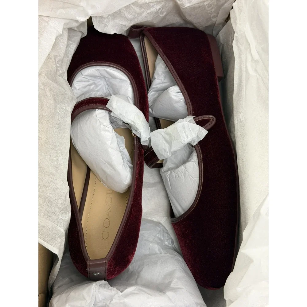 NEW Coach C Rivet Mary Jane Burgundy/Merlot CCG46 Velvet 8.5